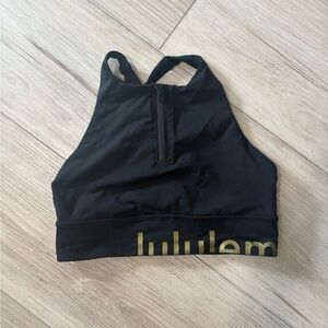 Lululemon Black and Gold Sports Bra Size 8